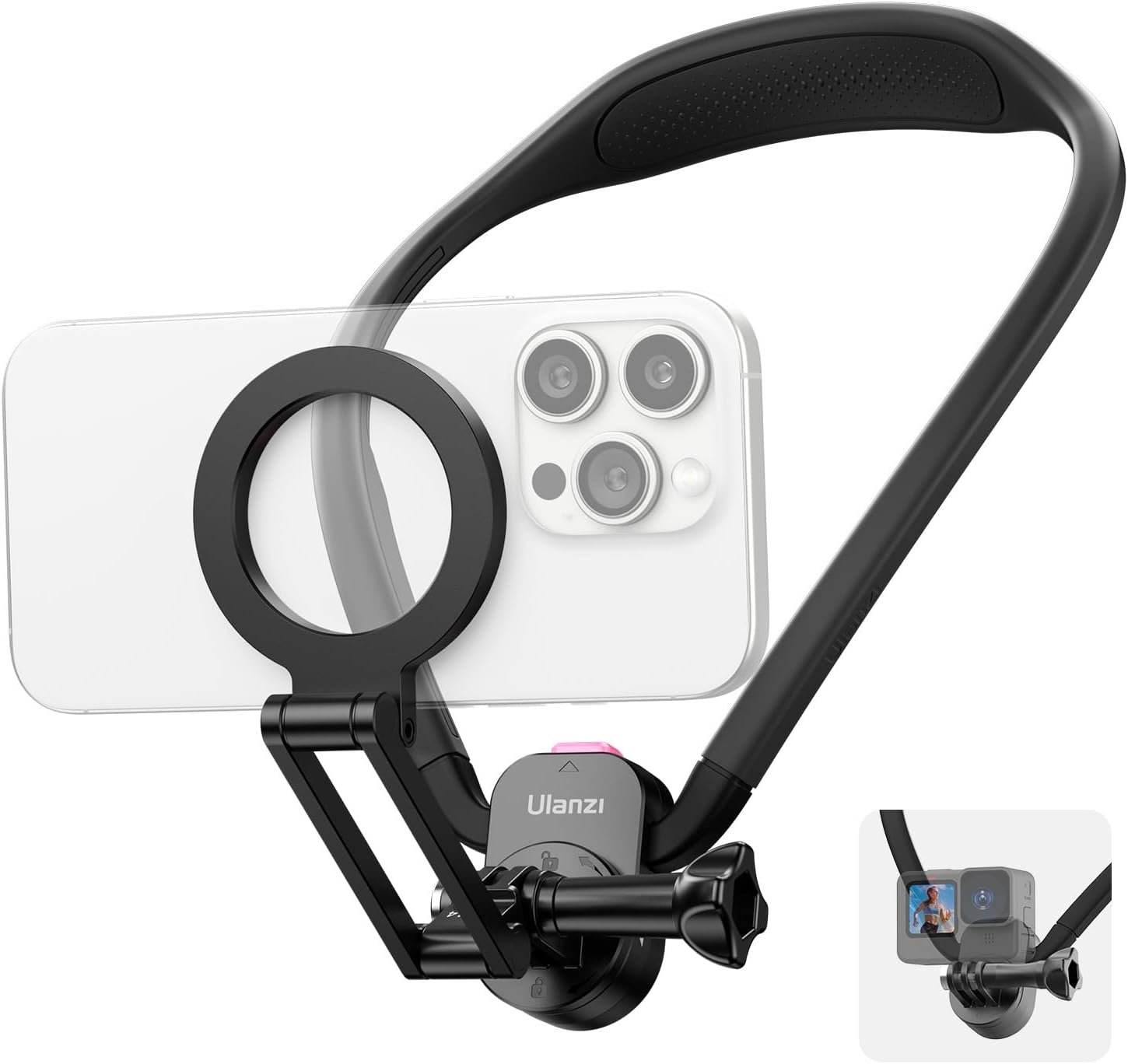 ULANZI C075 Magnetic Neck Mount for Phone MG14 حامل رقبة مغناطيسي لتصوير مريح بدون استخدام اليدين.