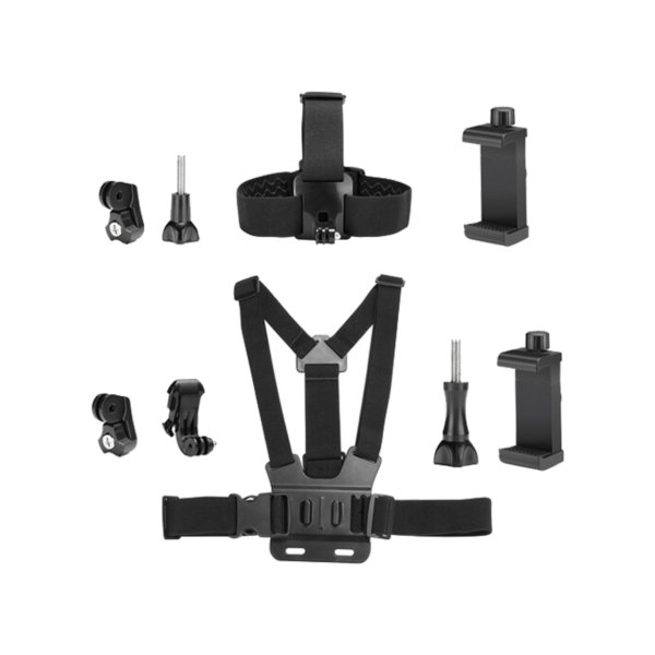 طقم تثبيت الهاتف أو الكاميرا على الرأس والصدر لتصوير بدون استخدام اليدين.